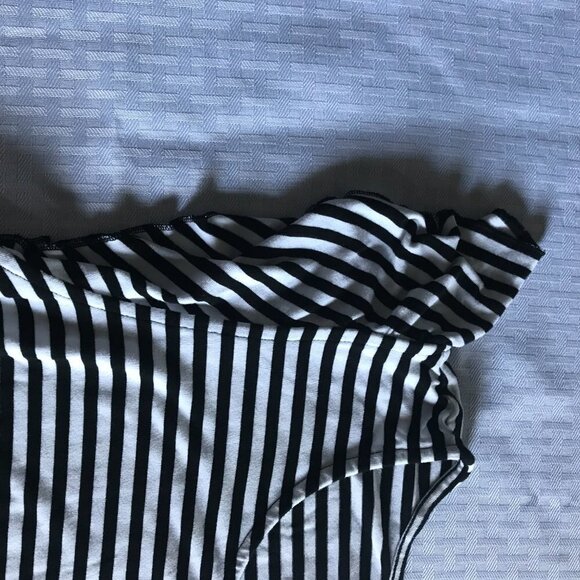 Old Navy Black and White Striped Dress w/ ruffle sleeves - Picture 3 of 10